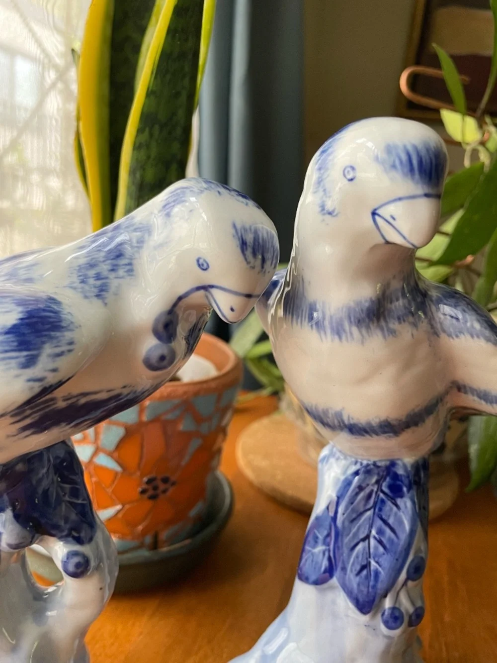 2 Porcelain Parrots